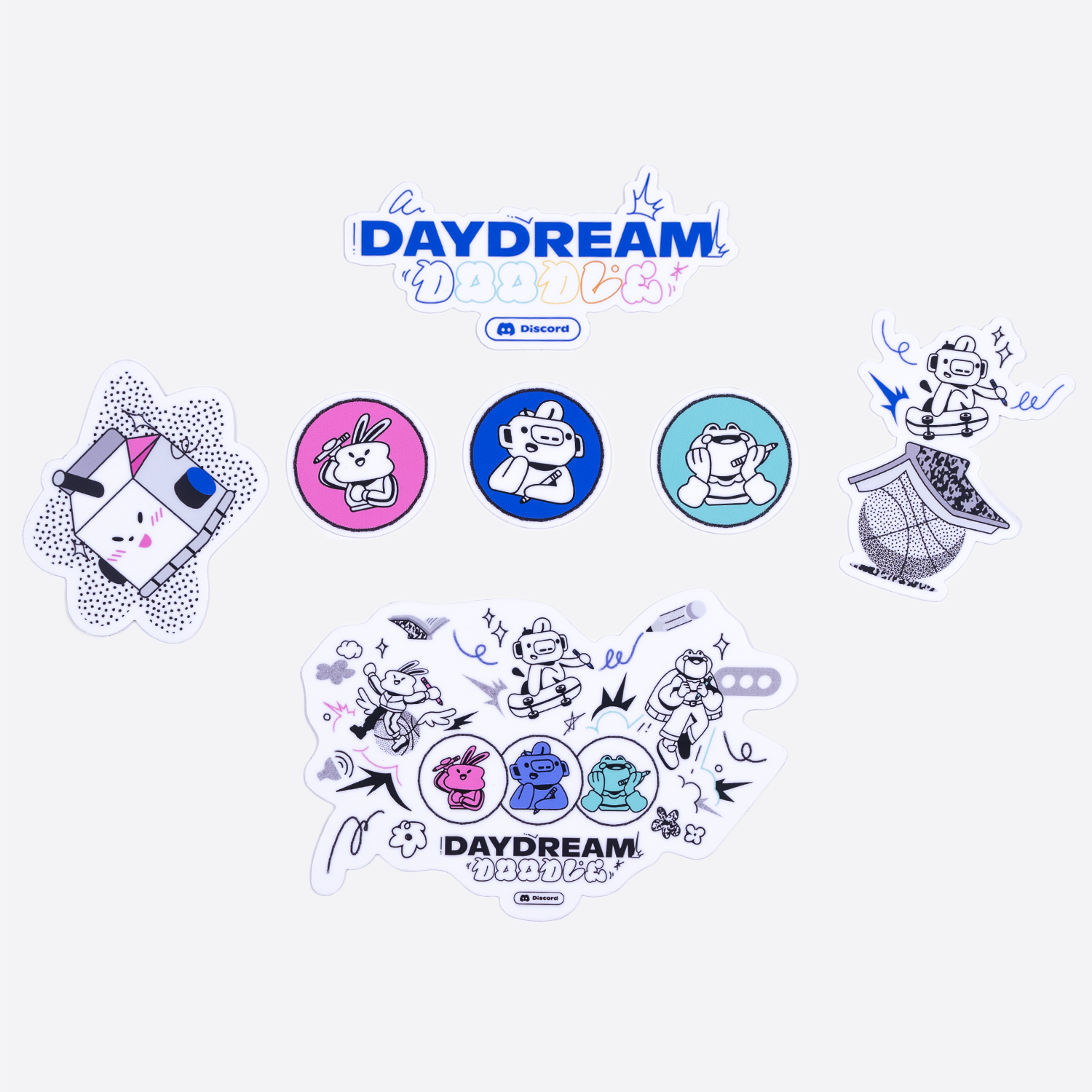 Discord Daily Routine Sticker Gaming Daydream Doodle Sticker Set – Discord Powered by DOTEXE